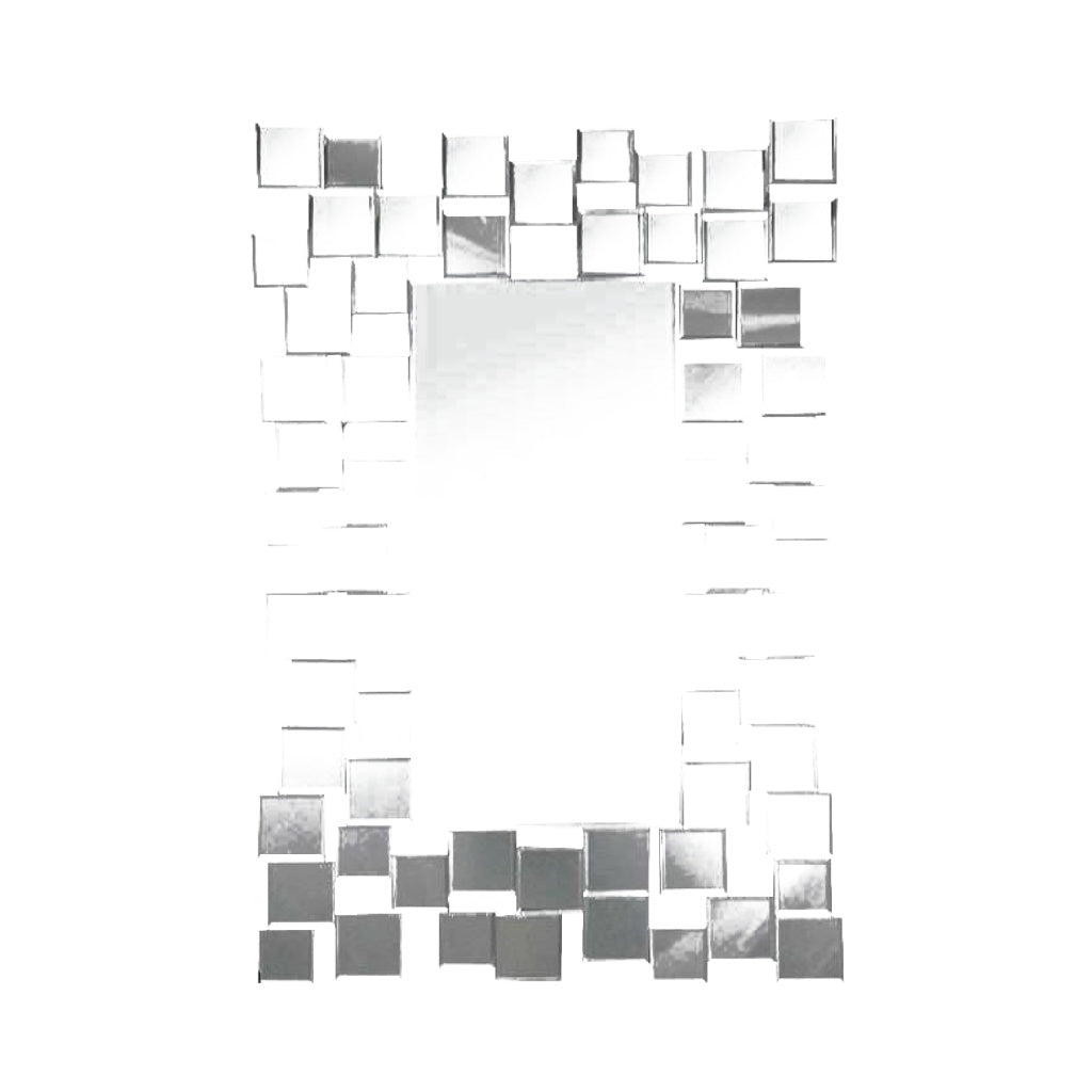 Espejo decorativo cuadrado moderno tipo mosaico, vidrio plateado, para pared