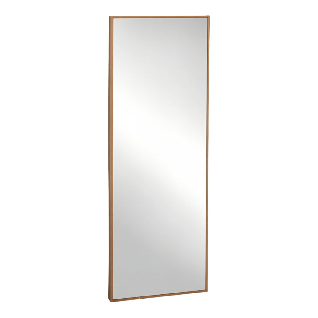 Espejo de cuerpo entero rectangular moderno, marco fino de madera natural, para pared